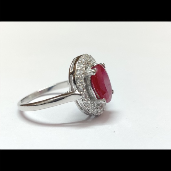 Ruby Cocktail Ring Ruby Cluster Ring 5 Ct Ruby Silver Ring Ruby Engagement Ring - Picture 4 of 9